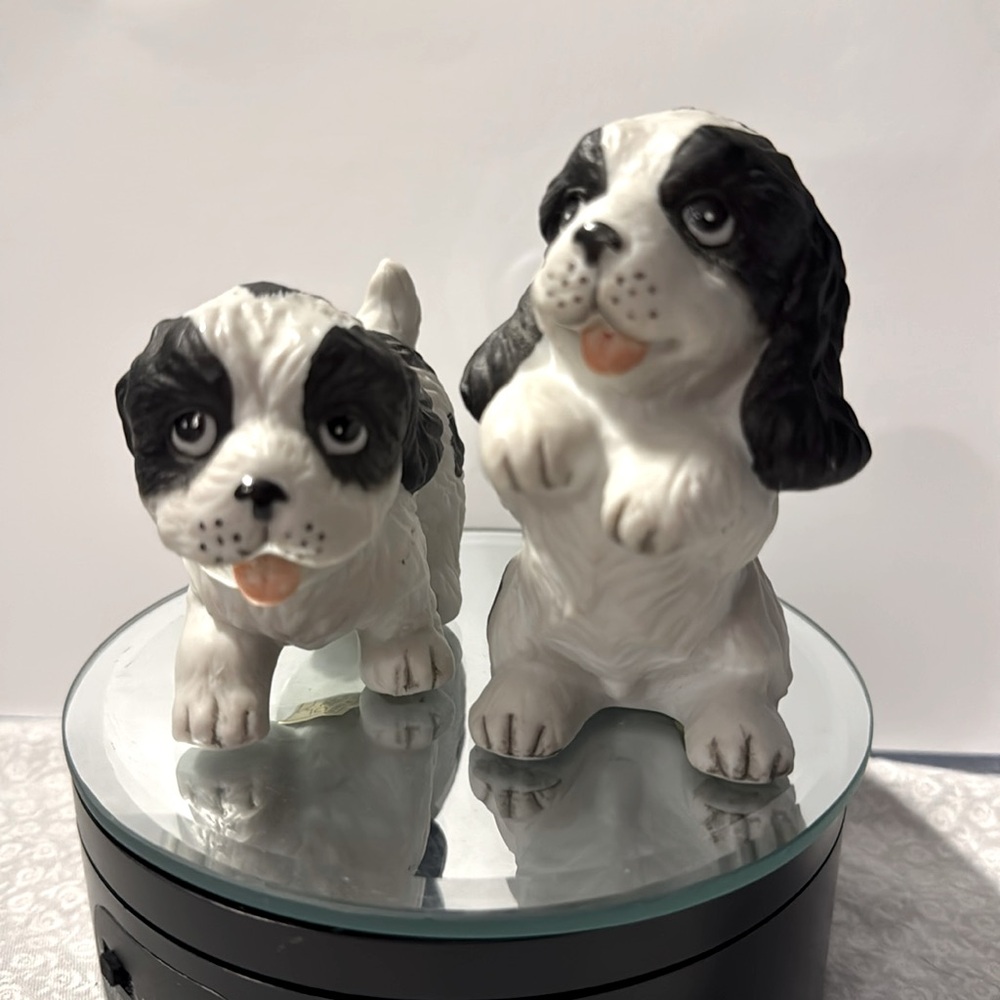 HOMCO cocker spaniel, Dog figurine set white and black vintage #1427 - Picture 1 of 8